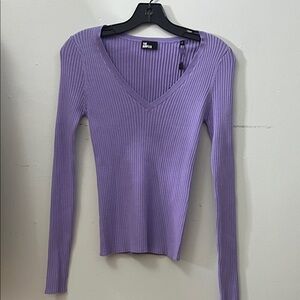 The Kooples Lavender Ribbed Knitted V-Neck Sweater size EU 1
